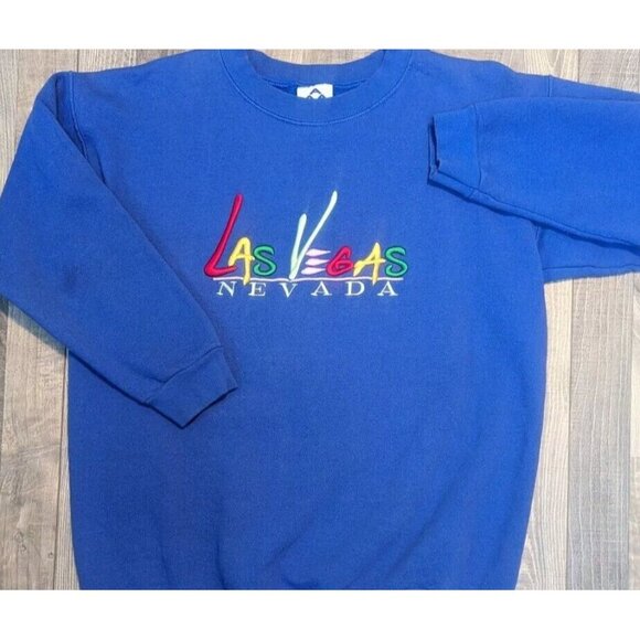 Vintage Las Vegas Nevada Sweatshirt Medium Crewneck‎ Gambling Tourist USA 90s - Picture 3 of 12